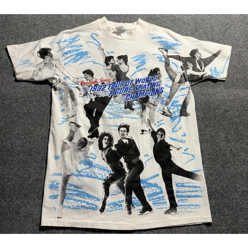 Vintage 1992‎ Tour Of World Figure Ice Skating Champions All Over Print Shirt XL